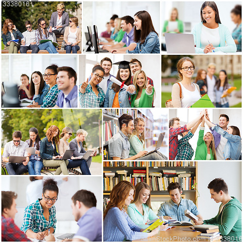 Image of collage with many pictures of college students