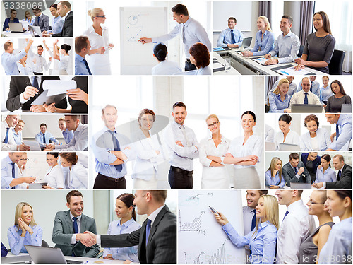 Image of collage with many business people in office