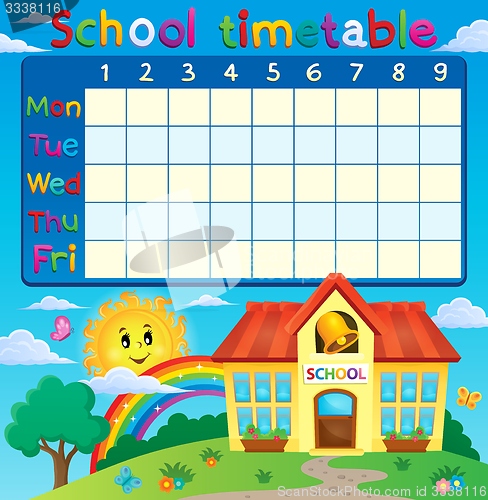 Image of School timetable with school building