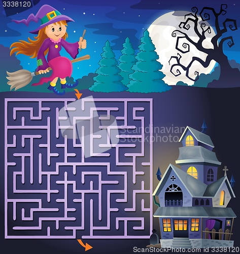 Image of Maze 3 with cute witch and haunted house