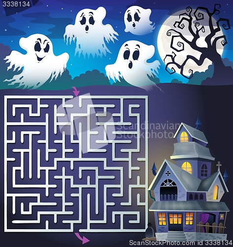 Image of Maze 3 with ghosts and haunted house