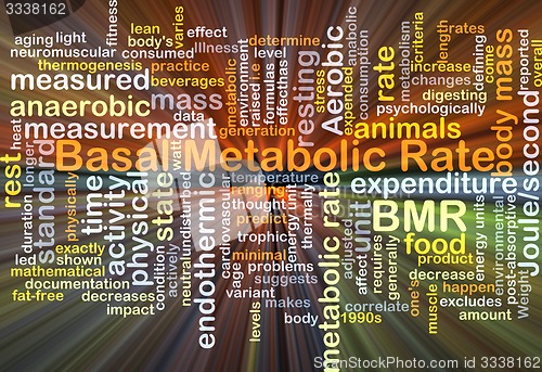 Image of Basal metabolic rate BMR background concept glowing