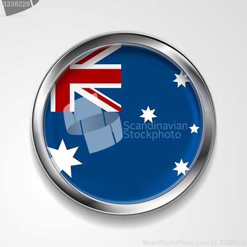 Image of Abstract button with metallic frame. Australian flag