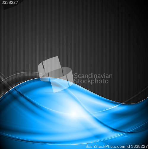Image of Contrast abstract blue black wavy background