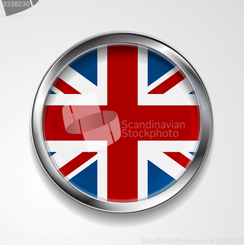 Image of United Kingdom of Great Britain metal button flag
