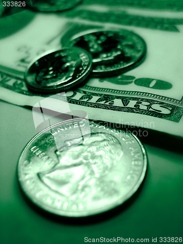 Image of Coins on twenty dollar bill