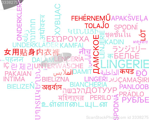 Image of Lingerie multilanguage wordcloud background concept
