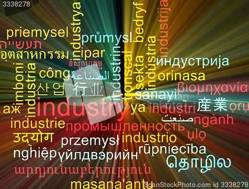 Image of Industry multilanguage wordcloud background concept glowing