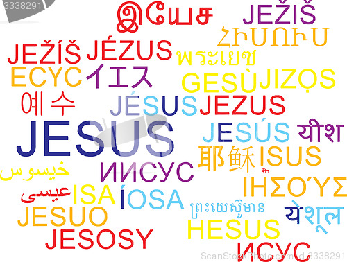 Image of Jesus multilanguage wordcloud background concept