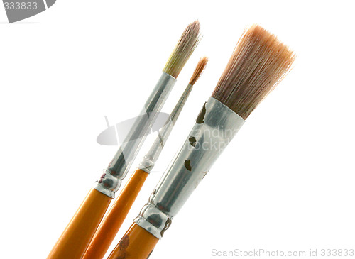 Image of painting brushs on white background