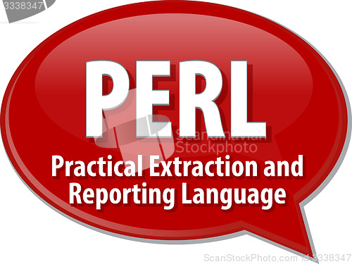 Image of PERL acronym definition speech bubble illustration