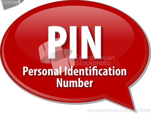 Image of PIN acronym definition speech bubble illustration