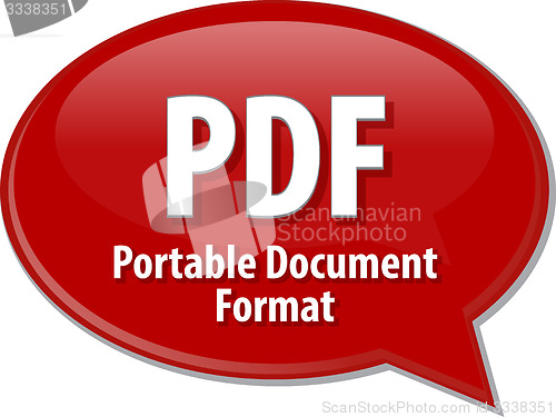 Image of PDF acronym definition speech bubble illustration