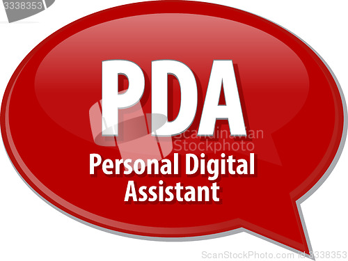 Image of PDA acronym definition speech bubble illustration