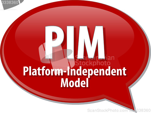 Image of PIM acronym definition speech bubble illustration