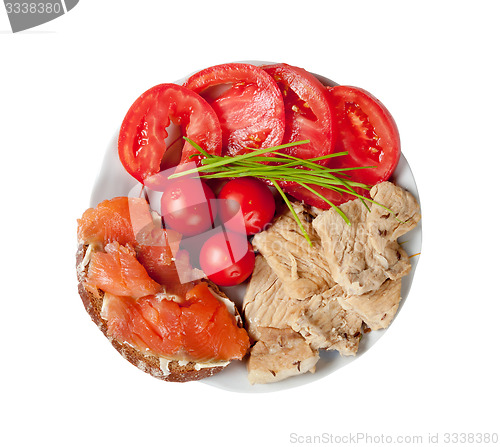 Image of Proper nutrition for athletes isolated on white