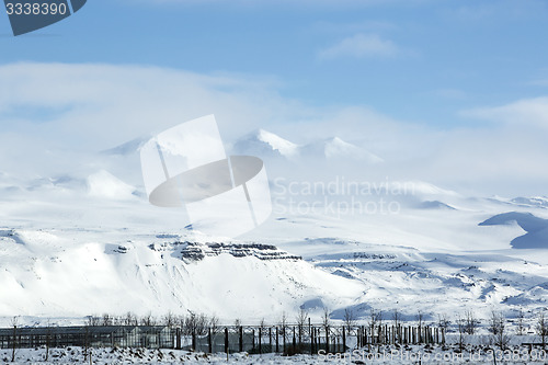 Image of Snowy mountain landscape in Iceland