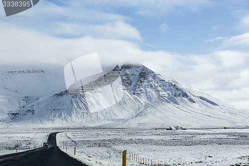 Image of Impressive snowy volcanic landscape 