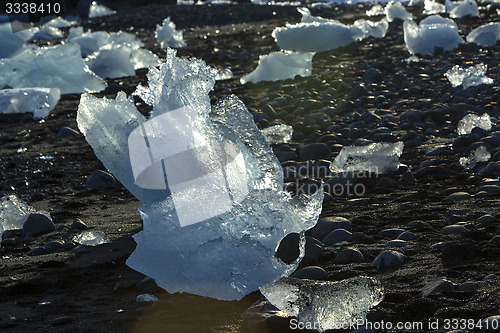 Image of Ice floes at glacier lagoon Jokulsarlon in the evening sun