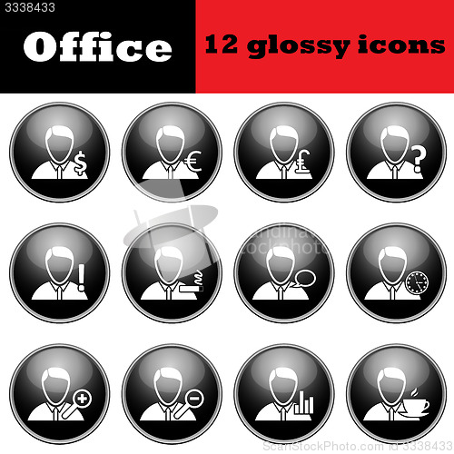 Image of Set of business people glossy icons