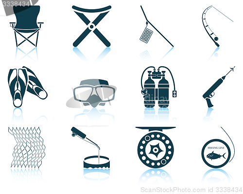 Image of Set of fishing icons