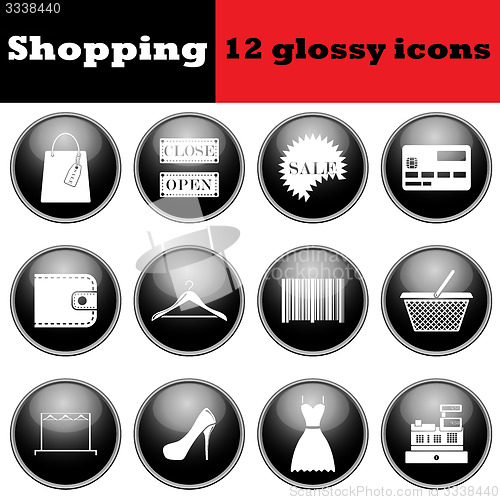 Image of Set of shopping glossy icons