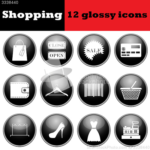 Image of Set of shopping glossy icons