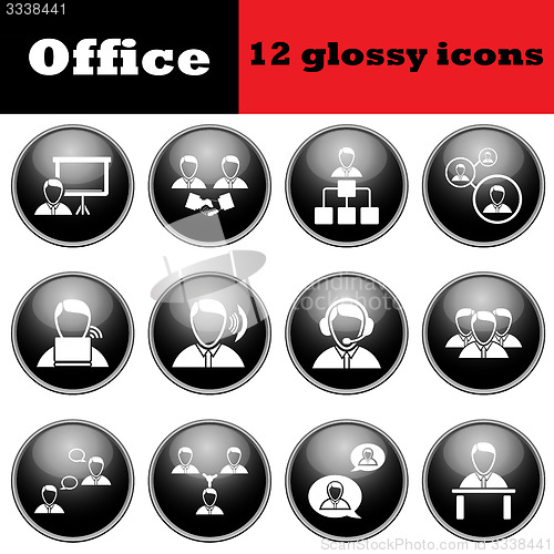 Image of Set of business people glossy icons