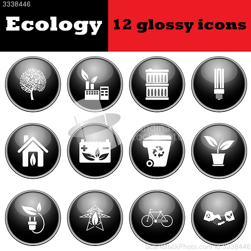 Image of Set of ecological glossy icons