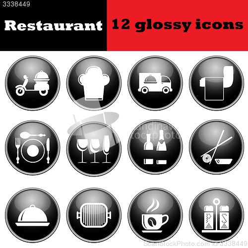 Image of Set of restaurant glossy icons