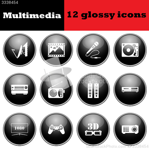 Image of Set of multimedia glossy icons