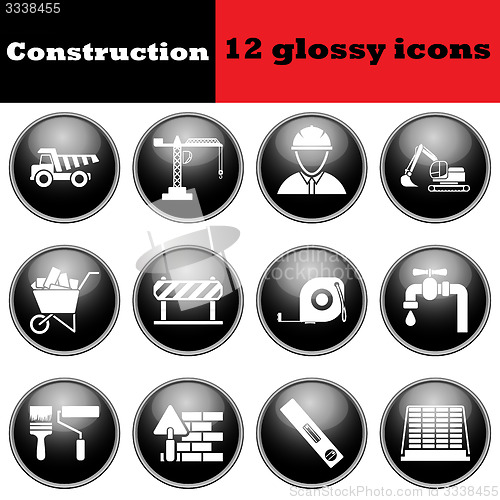 Image of Set of construction glossy icons