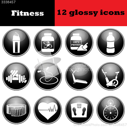 Image of Set of fitness glossy icons