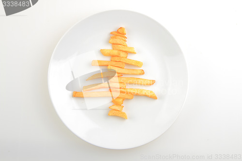 Image of christmas tree from fried potatoes 