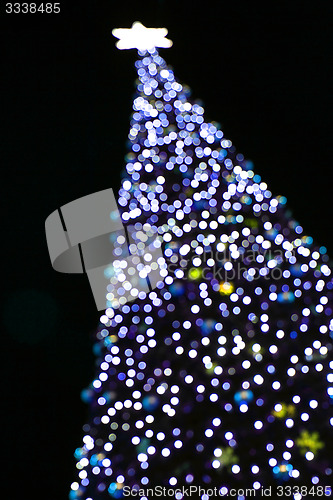 Image of christmas tree from color lights