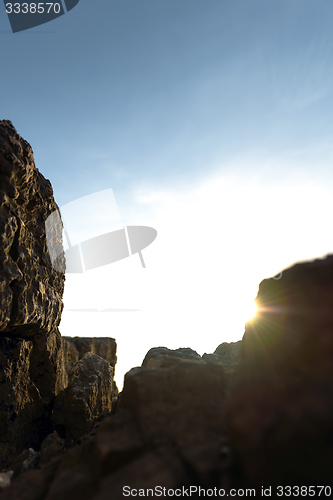 Image of Closeup photo of rocks on the shore