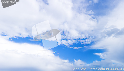 Image of Panorama of blue cloudy sky