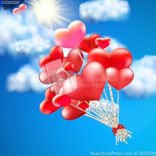 Image of Heart-shaped baloon in the sky. EPS 10