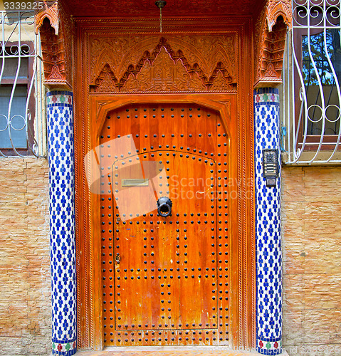 Image of historical in  antique building door morocco style africa   wood