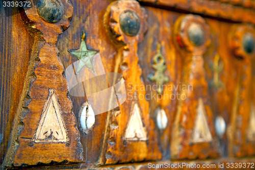 Image of shell      morocco in africa facade home and safe padlock 