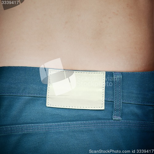 Image of Blank leather label on jeans