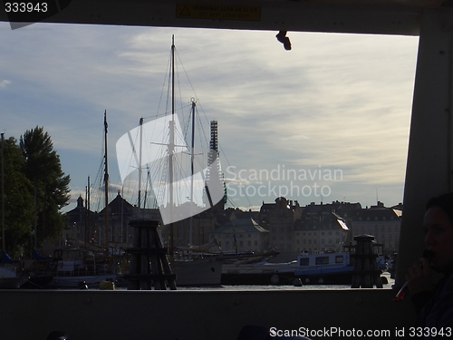 Image of view of stockholme waterfront from tourist boat
