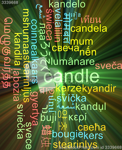 Image of Candle multilanguage wordcloud background concept glowing