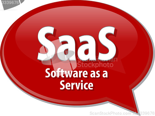 Image of SaaS acronym definition speech bubble illustration