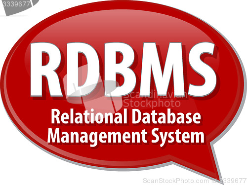 Image of RDBMS acronym definition speech bubble illustration