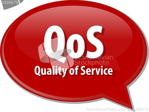 Image of QoS acronym definition speech bubble illustration