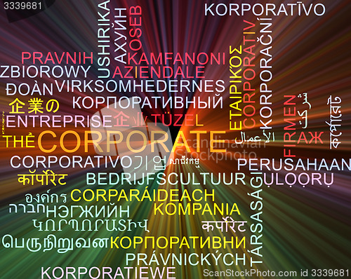 Image of Corporate multilanguage wordcloud background concept glowing