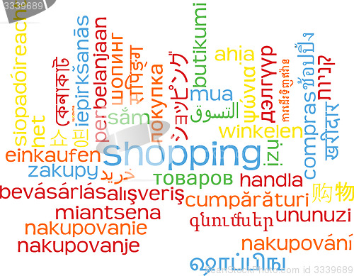 Image of Shopping multilanguage wordcloud background concept