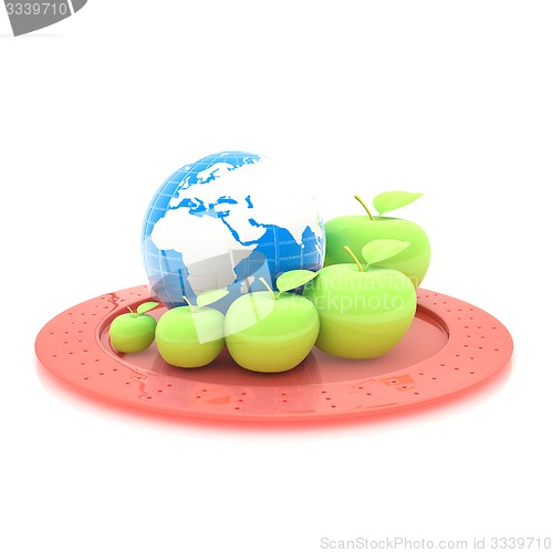 Image of Earth and apples around - from the smallest to largest. Global d