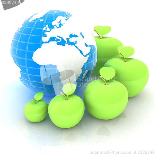 Image of Earth and apples around - from the smallest to largest. Global d